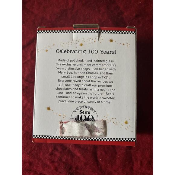 See's Candies 2021 LIMITED EDITION CHIRSTMAS TREE ORNAMENT GLASS SEES STORE - Picture 2 of 4